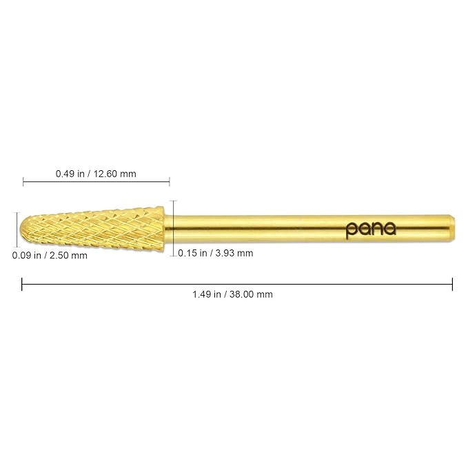USA PANA Professional 3/32" Shank Size - Cone Shape Carbide Bit - Nail Drill Bit for Manicure Pedicure Tools Dremel Machine - Gold, Silver (Coarse, Gold)