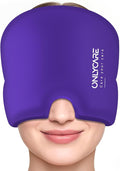 Upgraded Migraine Relief Cap, ONLYCARE Headache Relief Cap, Soothing Migraine Mask, Odorless Gel Ice Head Wrap, Hot & Cold Therapy, Reusable Ice Pack for Tension and Stress Purple