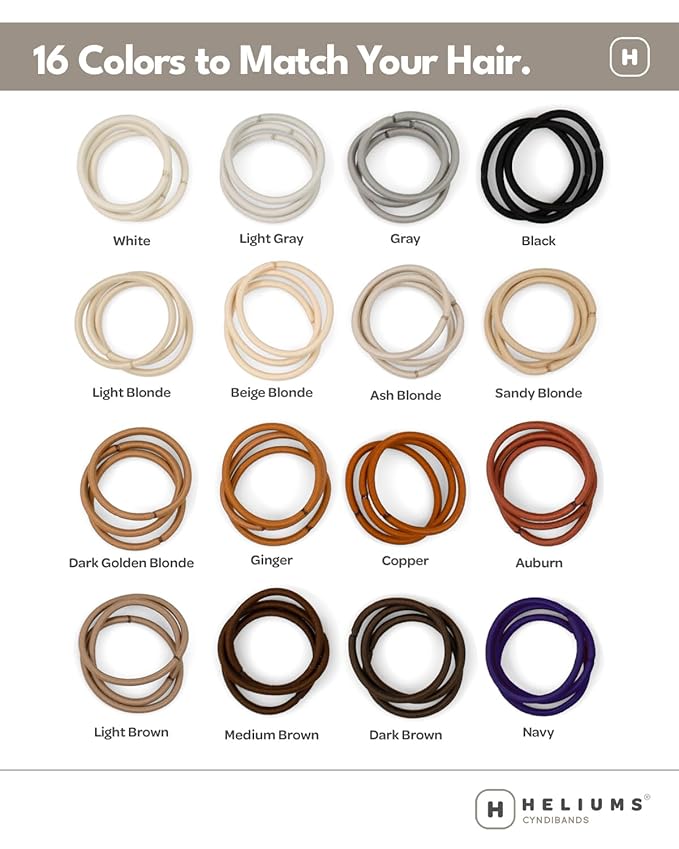 Cyndibands Blonde Hair Ties - No Damage Elastic Hair Tiess, 4mm Ponytail Holders - 24 Count (Sandy, Beige, Ash Blonde)