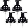 Amolliar Mason Jar Foaming Soap Dispenser Pump Lid, Refillable Plastic Pump, Rustproof Stainless Steel Lid for Regular Mouth Jar, Cute Farmhouse Decor, Hand Soap for Bathroom, Kitchen, Black 4 Pack