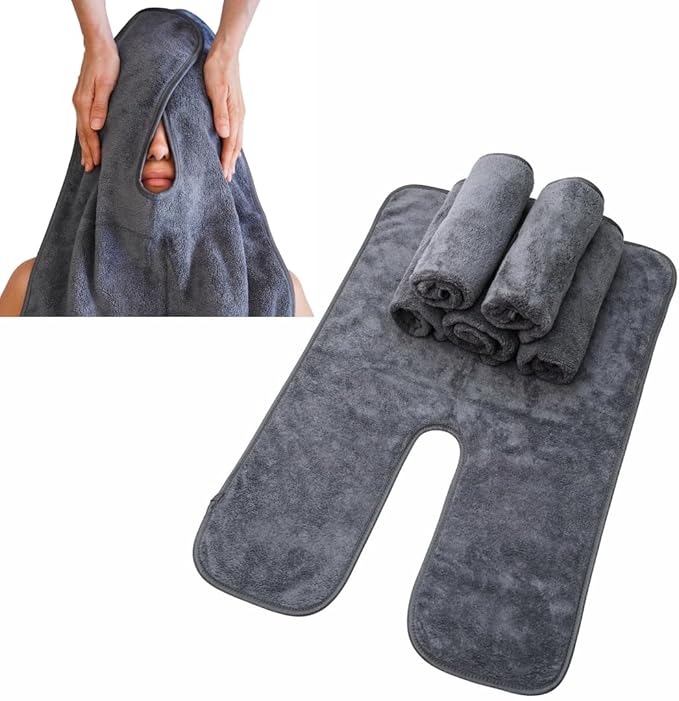 Set of 6 U-Shaped Esthetician Towels – Soft Microfiber Facial & Massage Towels, Spa & Salon Essentials for Facials, Skincare, and Massage Treatments