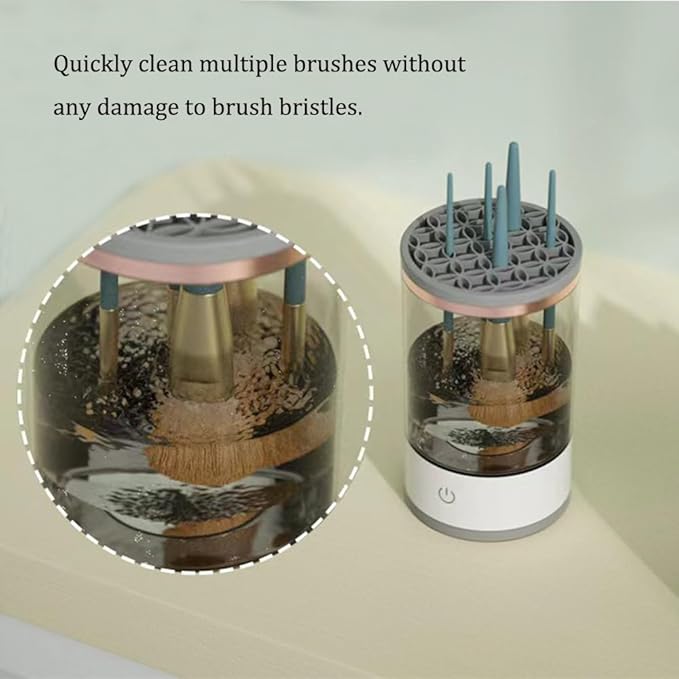 Makeup Brush Cleaner - Electric Makeup Brush Cleaning Machine, Automatic Cosmetics Brush Cleaning Tool & Dryer, Dust-proof Beauty Brushes Organizer, Multi-functional Gift for Women Mom Wife