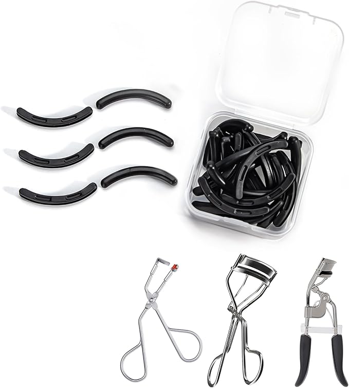 Eyelash Curler Refill Pads Compatible with Shiseido,Eyelash Curler Refill,Silicone Lash Curler Refill Pads Compatible with Revlon Elf Shu uemura,24PCS (Black)