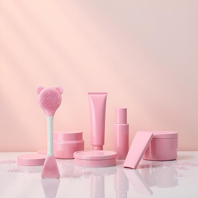 Pink Facial Cream Spatula Silicone Face Mask Brush Mask Beauty Tool-Double Heads Skincare Applicator Tools for Apply Cream Facial Masks