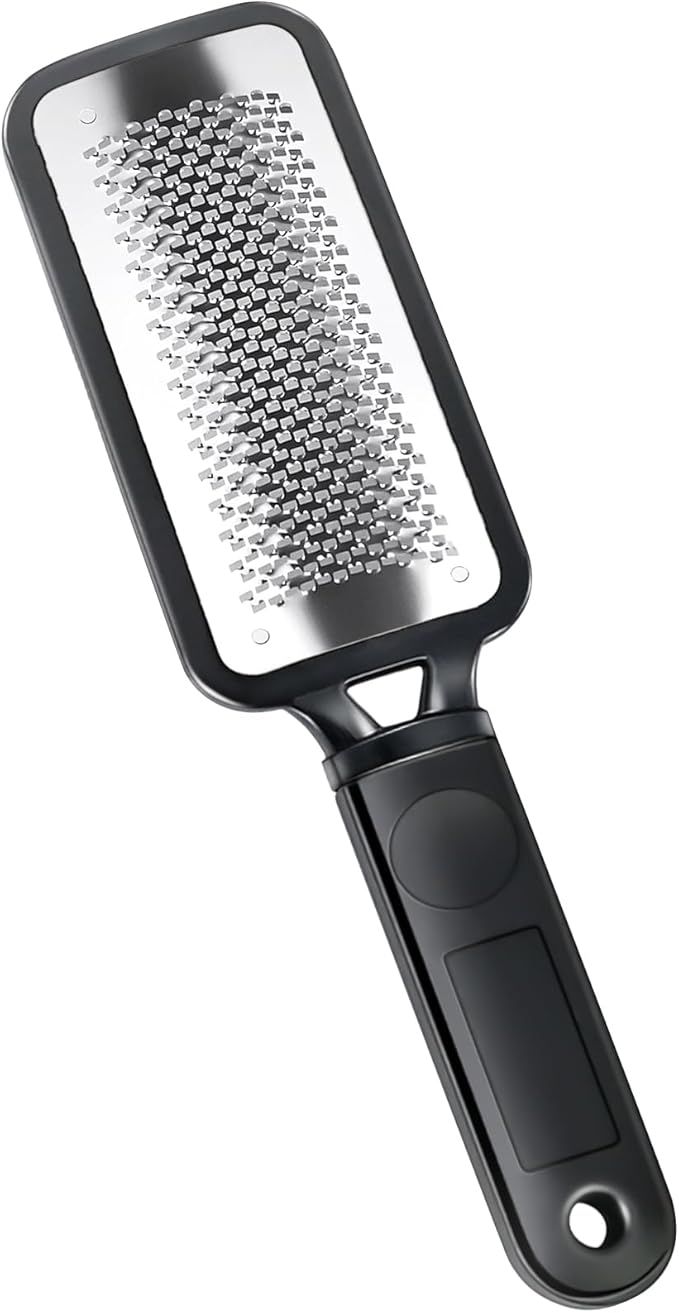 Foot Callus Remover – Professional Stainless Steel Foot File for Dead Skin, Callus & Hard Skin Removal – Ergonomic Design for Smooth, Baby-Soft Feet (Black)