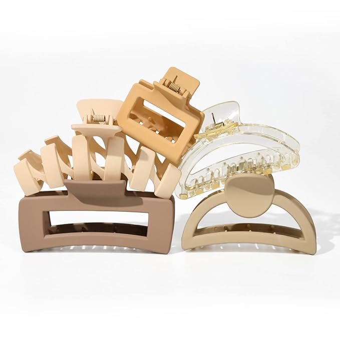 5 PCS Hair Claw Clips Big Hair Clips for Women Thick Hair Large Claw Clip Cute Jaw Clips Neutral Hair Claws Barrettes Ponytail Holder Accessories for Thin Hair
