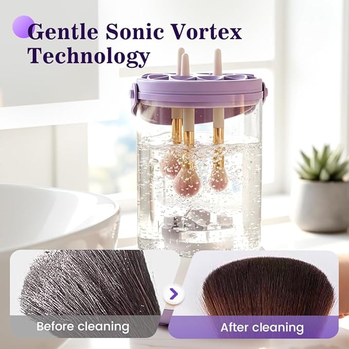 Electric Makeup Brush Cleaner,Automatic Spinning Makeup Brush Cleaner,USB Charging & Deep Cleaning,Portable Cosmetic Brush Cleaner Machine For All Makeup Brush Types (Green)