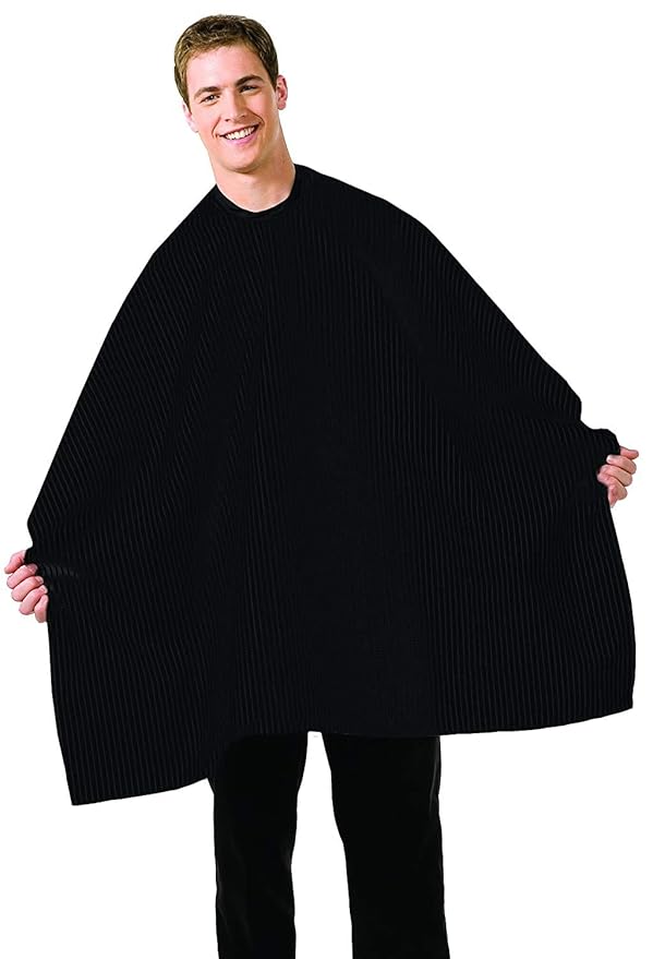 BD Barber Seersucker Classic Barber Cutting/Styling Cape, Classic Style, Soft, Machine Washable Nylon Fabric, Repels Hair, Snap Closure at Neck, Solid Black, 45 x 54 inches