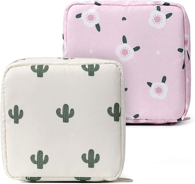 Sanitary Napkin Storage Bag,Menstrual Cup Pouch,Nylon Portable Sanitary Napkin Pads Storage Bags Feminine Menstruation First Period Bag for Teen Girls Women Ladies(2 Pack)