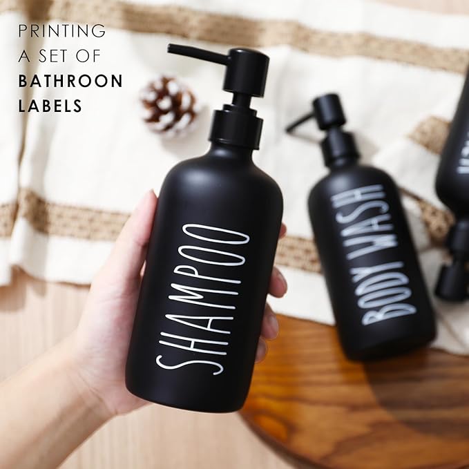 HOMCDALY Shampoo and Conditioner Dispenser Set of 3, 21oz Shower Soap Bottles with Pump, Refillable Shampoo Conditioner Body Wash Dispenser, Bathroom Shower Shampoo Bottles, shampoo container(P-Black)