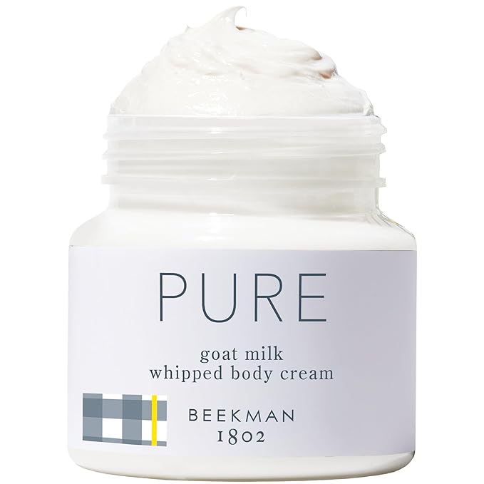 Beekman 1802 Whipped Body Cream – Rich Body Butter & Moisturizing Body Cream, Goat Milk Lotion, Shea Butter & Vitamin E, Hydrating Body Moisturizer for Dry Skin - Pure 8 oz