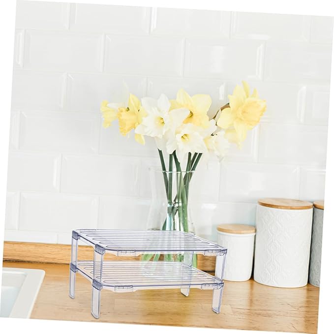 2pcs stacking shelf freezer rack Kitchen Storage Rack foldable cabinet shelf kitchen fridge organizer stackable shelves refrigerator organizer clear as supplies fruit