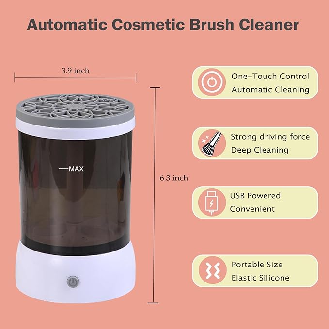 Makeup Brush Cleaner Electric, Upgrade Automatic Spinning Makeup Brush Cleaner,Make Up Cleaner Machine, Silent Makeup Brush Washer Great Gifts for Women