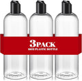 3Pcs 16 oz Clear Plastic Refillable Travel Shampoo and Conditioner Bottles with Black Disc Top Caps，Squeeze Empty Bottles Cosmetic Containers for Lotions, Body Soap Cream