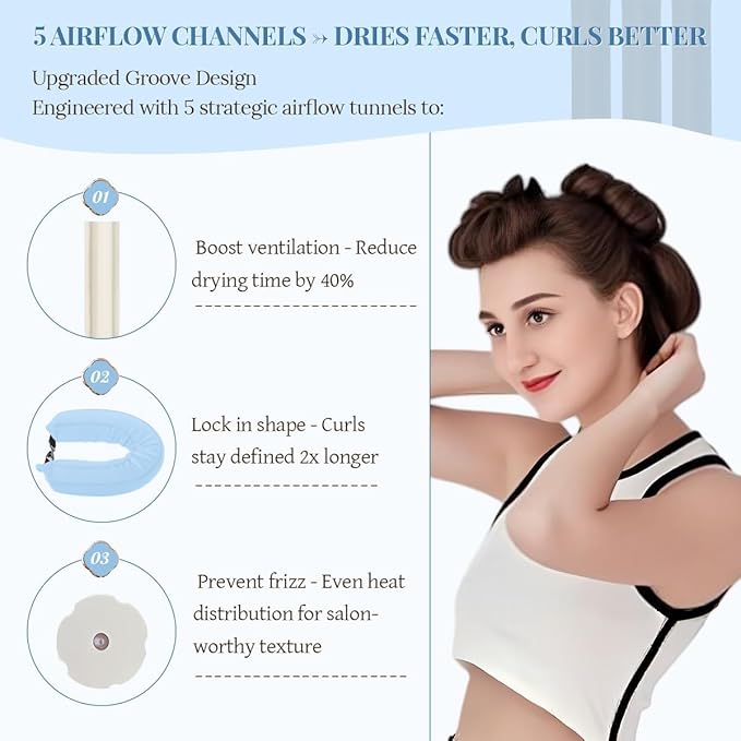Heatless Hair Curler Heatless Curls Overnight Heatless Blowout with Luxury Cloth Bag Silk Scarf, Curling Rod Headband to Sleep in No Heat Curling with (Blue, 3Rods)