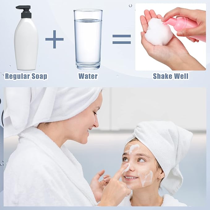 24 Pcs Foam Pump Bottles 1 Oz/ 30 ml Plastic Mini Empty Dispenser Travel Soap Foaming Bottles for Refillable Hand Sanitizer Lash Shampoo(White, Pink, Black)