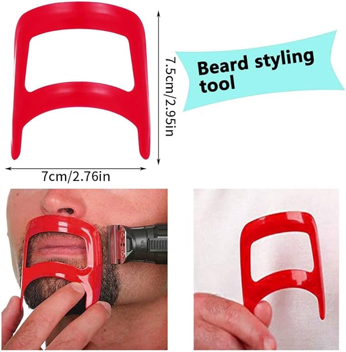 Beard Shaping Tool Kit Neckline Shaving Template Guide Set for Men Hair Styling Red, Beard Trimmer Template Guide, STANDARD