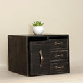 Rustic Beauty Organizer 4 Drawers - kitchen storage Wooden Cosmetic Storage Box for Neat & Home Office Desk &Organize &Storing of Makeup Tools,Bathroom Counter-top(Black, L)
