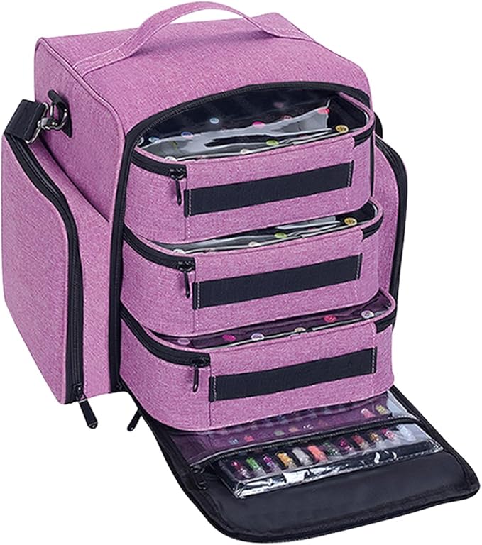 Nail Polish Organizer Storage Box, Holds 90 Bottles of Nail Polish, Portable Travel Case with 3 Separate Storage Bags, Can Be Used for Nail Art Supplies, Manicurists, etc Purple