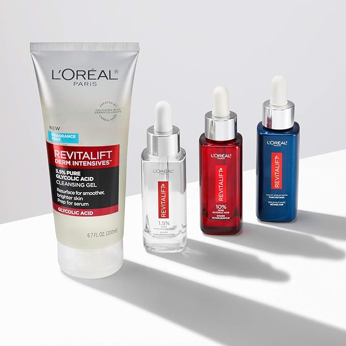 L'Oreal Paris Revitalift 3.5% Pure Glycolic Acid Brightening Cleansing Gel wth Salicylic Acid 6.7 fl oz,(Pack of 2)