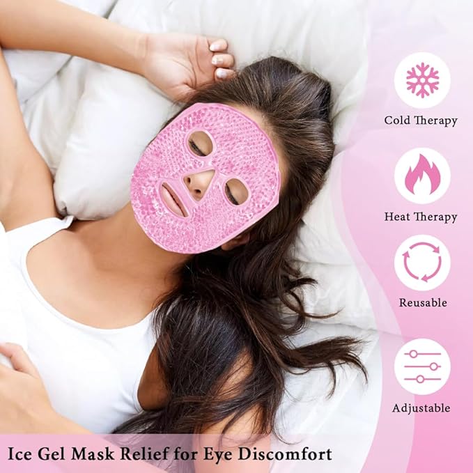 Silicone Face Mask Cover and Ice Face Pack Mask, Cooling Hot Eye Face Compress Reusable Skin Care Gift Set for Women Acid Puffiness Relief Swelling Migraine Beauty Spa Essentials