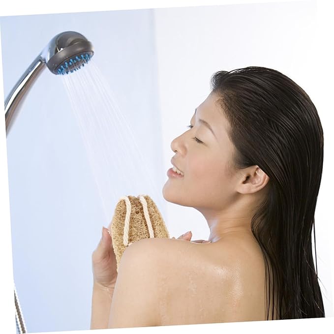minkissy 3pcs Exfoliating Loofah Back Scrubber Strap for Shower Natural Cotton Material Soft and Comfortable Back Washer for Deep Cleaning Bathing Accessory for Body Care