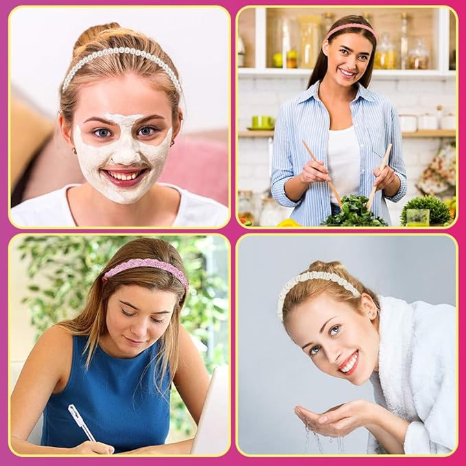 AHONEY 7 Pack Hot Pink Headbands for Girls Women Headbands Trendy Non Slip Hairbands Cute Hair Accessories Multi-style Headband Pack Diademas Para Mujer