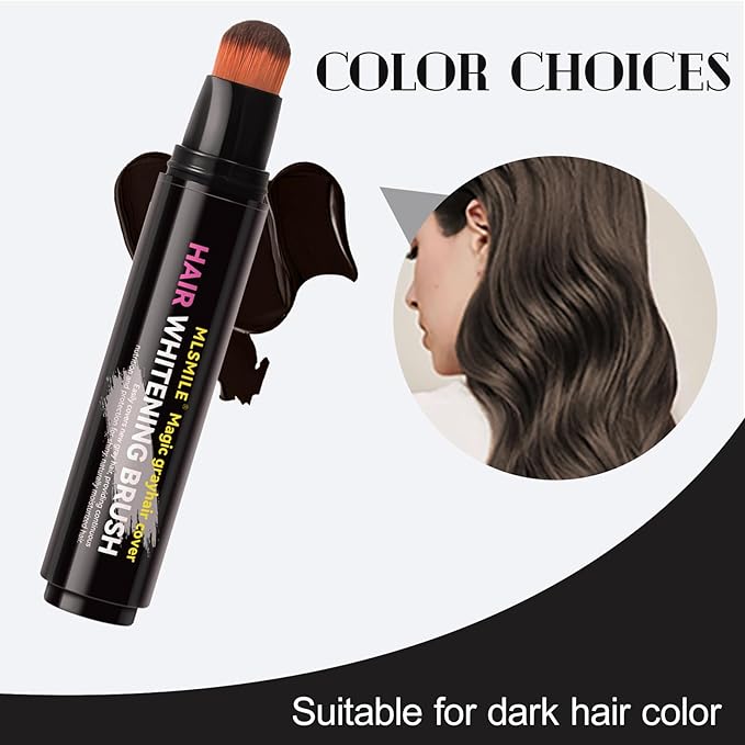 Hair Dye Comb Color Stick with Brush - Root Touch Up Set, Instant Gray Hair Coverage, Cover Hairline Precisely & Naturally, Portable Grey Hair Concealer for Men Women, Sweatproof - Dark Brown