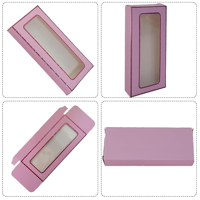 40 Pieces Lash Packing Empty Eyelashes Packaging Box and False Lash Trays, 20 Pieces Empty Eyelash Boxes Lash Box Packaging Empty with 20 Pieces Empty Eyelash Tray (Pink)