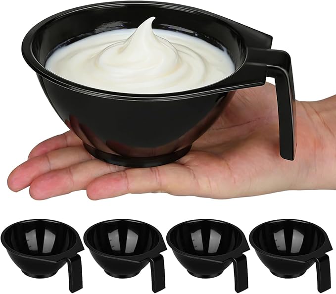 5pcs Hair Salon Dye Bowl Hair Dye Bowl Dying Mixing Tinting Mixing s with Handles DIY Makeup Making Black Plastic