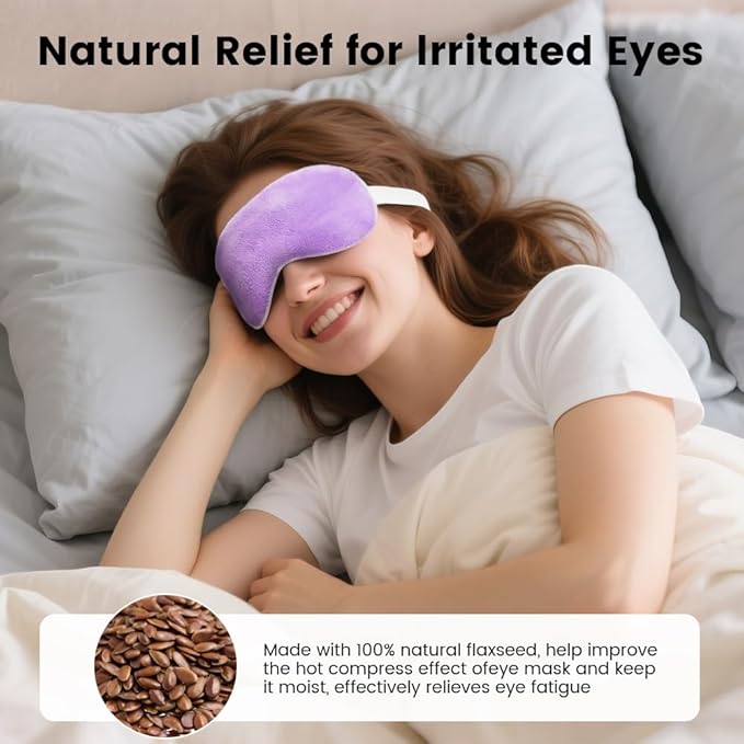 Microwave Heated Eye Mask, Steam Warm Compress for Dry Eyes, Work with Relieve, Blepharitis & Stye Treatment (Purple)