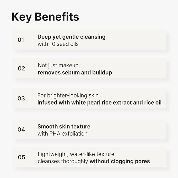 Rice Pore Care PHA Blackhead Remover Cleansing Oil - Makeup & Blackhead Remover, Pore Care with PHA & 10 Seed Oils, Lightweight Pore Cleanser, for Normal & Oily Skin 5.07fl.oz(150ml)