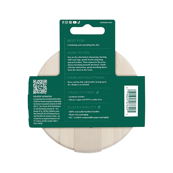 EcoTools Dry Body Brush,for Post Shower & Bath Skincare Routine,Removes Dirt and Promotes Blood Circulation,(Pack of 12)