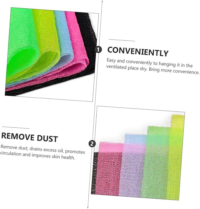 5pcs Exfoliating Back Scrubber for Shower Strap Bathing Body Washer for Improved Skin Health Convenient Hanging Design Color Random