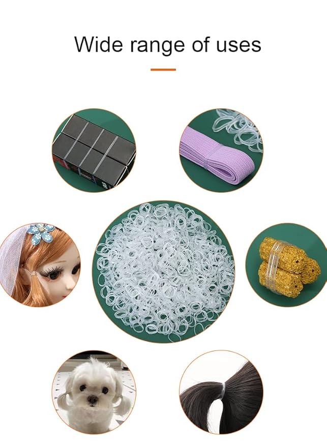 2000 PCS Clear Elastic Mini Ponytail Rubbers Ties, Soft Non-Slip Small Hair Accessories for Girls, with 2 PCS Topsy Tail Tools