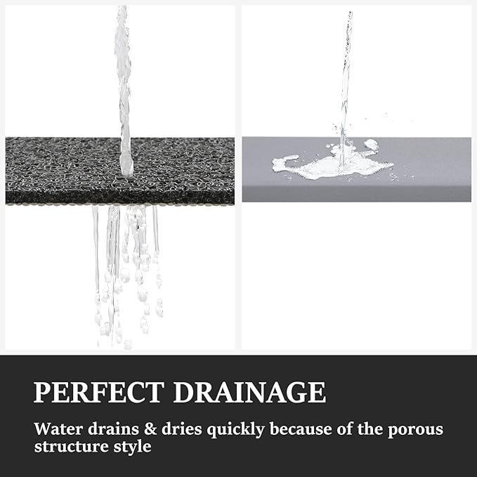 LuxStep Shower Mat Bathtub Mat,24x32 inch, Non-Slip Bath Mat with Drain, Quick Drying PVC Loofah Bathmat for Tub,Shower,Bathroom (Phthalate Free,Black)