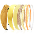 AHONEY 7 Pack Yellow Headbands for Women Girls Headbands Trendy Non Slip Hairbands Cute Hair Accessories Multi-style Headband Pack Diademas Para Mujer (Yellow)
