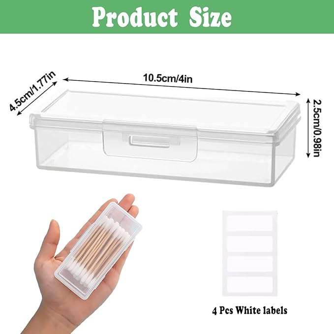 Cotton Swab Holder for Travel, 2 Pcs Portable Small Dental Floss Holder Clear Plastic Cotton Pad Holder, Travel Floss Picks Case Storage Containers with Dustproof Lid