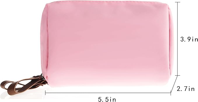 Small Makeup Bag, Portable Waterproof Cosmetic Bag Travel Makeup Pouch for Women (Pink, Square)