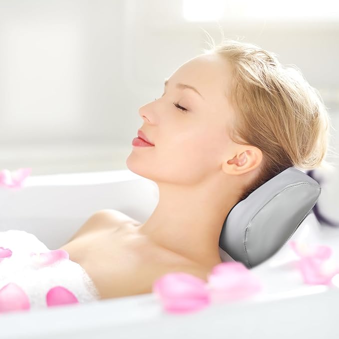 Pinkunn 2 Pcs Hot Tub Headrest Bathtub Headrest Pillow Waterproof Spa Head Pillows with Weighted Back for Bath Neck Head and Back Support Women Men(Gray)