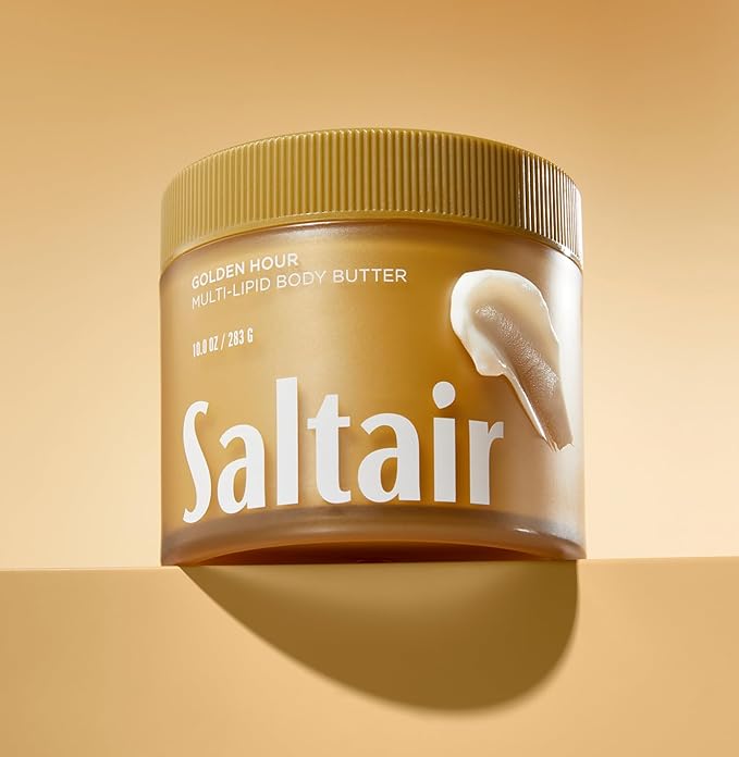 Saltair Multi-Lipid Body Butter – Hydrating 24-Hour Moisture – Body Cream for Soft Skin & Barrier Support – Ceramides, Coconut Oil & Shea Butter for Dry Skin Care – Golden Hour, 10oz