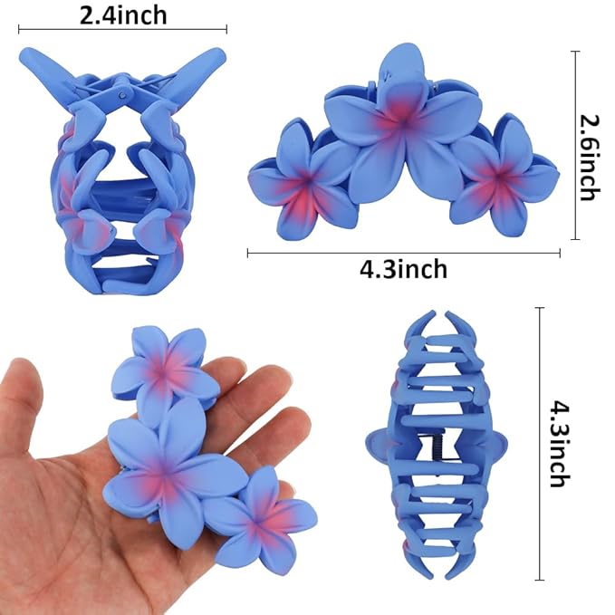 Ahoney Flower Hair Clips - 6PCS Hawaiian Hibiscus Clips for Thick Hair, Beach Hair Accessories for Women and Girls (Cute Style)