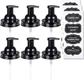 Amolliar Mason Jar Foaming Soap Dispenser Pump Lids, Foaming Pump Replacement Kit for Pint Regular Mouth Mason Jar, Refill Hand Soap, Waterproof Stickers, Kitchen Bathroom Farmhouse Decor, Black 6Pack
