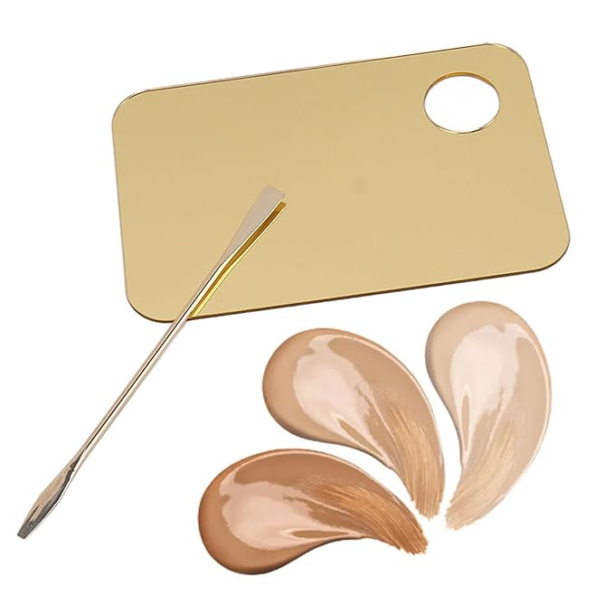Gold Makeup Mixing Palette Acrylic Palette with Spatula for Mixing Makeup Cream Nail Art