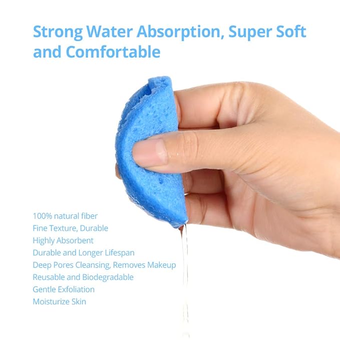 Natural Facial Cleansing Sponges- 20 Count Compressed Facial Sponges Cellulose Reusable Soft Cosmetic Esponjas para Faciales for Professional Makeup Removal, Facials Spa, Exfoliator, Skin Massage111