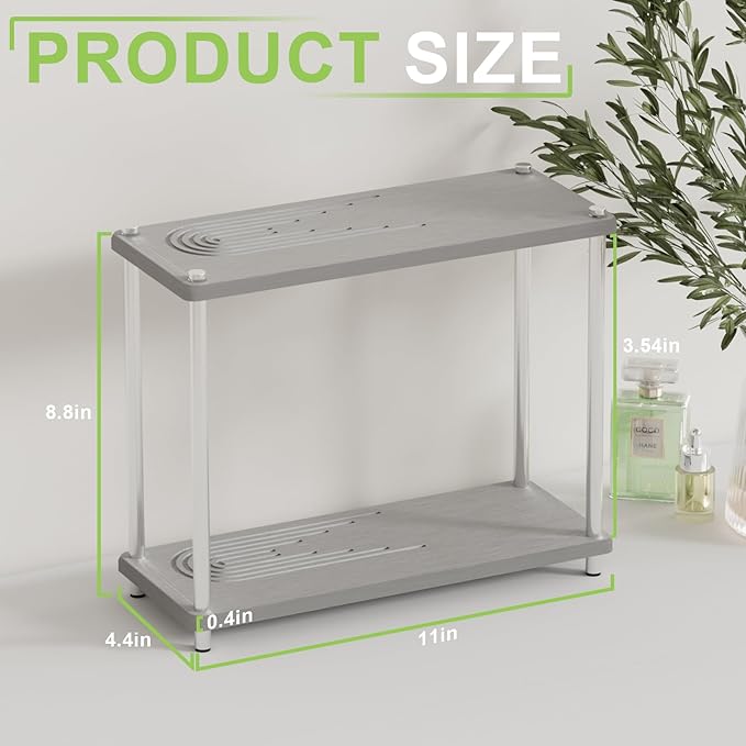 Bathroom Organizer Countertop 2 Tier Stone Drying Bathroom Storage, Skin Care Organizer with Makeup & Perfume