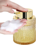 Glass Foaming Soap Dispenser,Foam Dispenser Bottle with Large Pump,Wide-Mouthed and Easy to Press,Refillable Hand Soap Dispenser for Bathroom Countertop and Kitchen Decor (1, Amber)