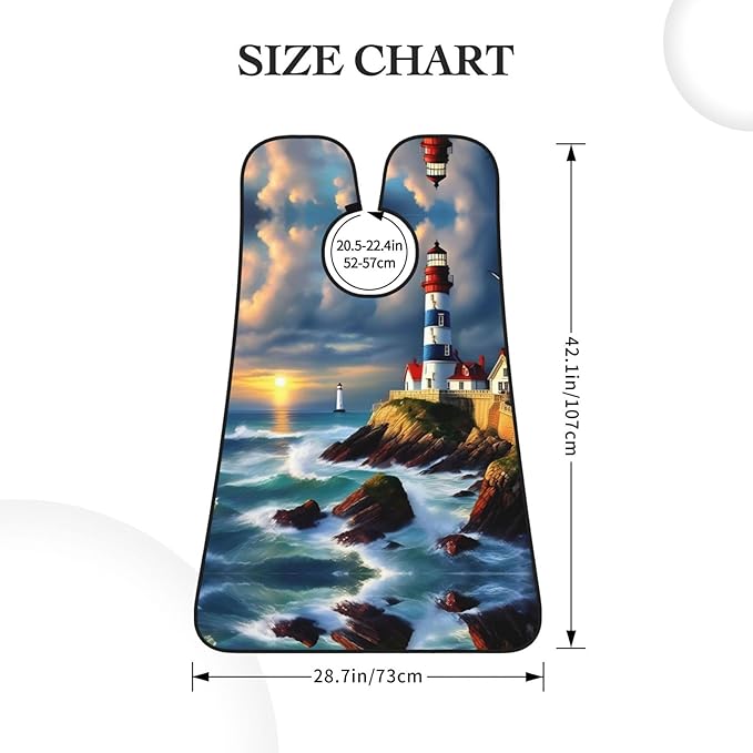 Lighthouse Diamond Paint Print Beard Bib Apron For Men, Beard Hair Catcher For Men Shaving Trimming,Beard Cape Cloth, Black