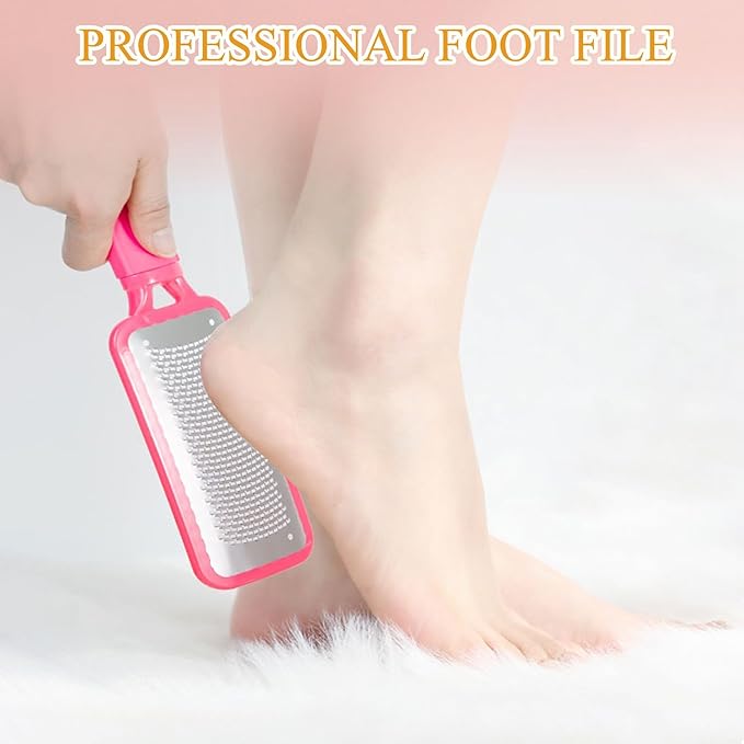 Foot Files Foot Scrubber Pedicure, Stainless Steel Callus Remover for Feet, Professional Foot Grater Rasp Scraper to Hard Skin Corns for Dry and Wet Fee