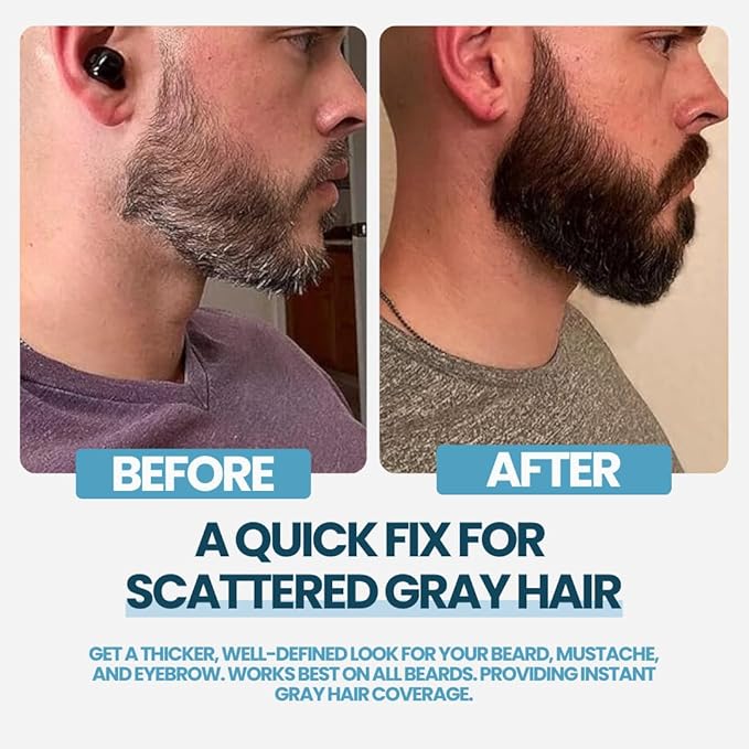 Manemen Beard Filler Pen For Men. Instant Gray Hair Coverage. Easy to Use Temporary Color for Beard, Mustache and Eyebrows. All Day Natural Finish - 2-in-1 Formula. Up to 40 Applications